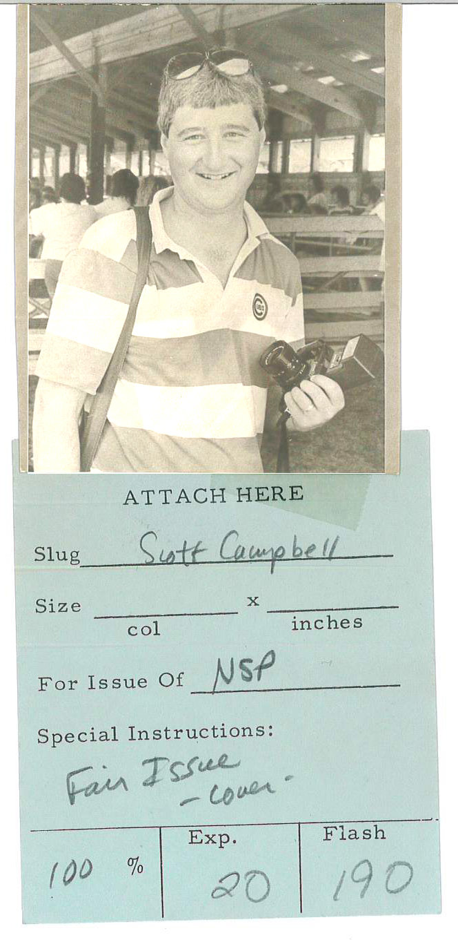 A 31-year-old Scott Campbell at the 1988 Mississippi Valley Fair, and the production note still in NSP  files.